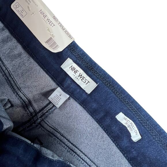Nine West Skinny Pull-On Jeans, Size 4, Mid/Dark Wash, NWT - Picture 6 of 16